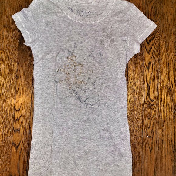 5 for $25! Rica Lewis Graphic/Sequin Gray T-Shirt - S - Picture 1 of 3